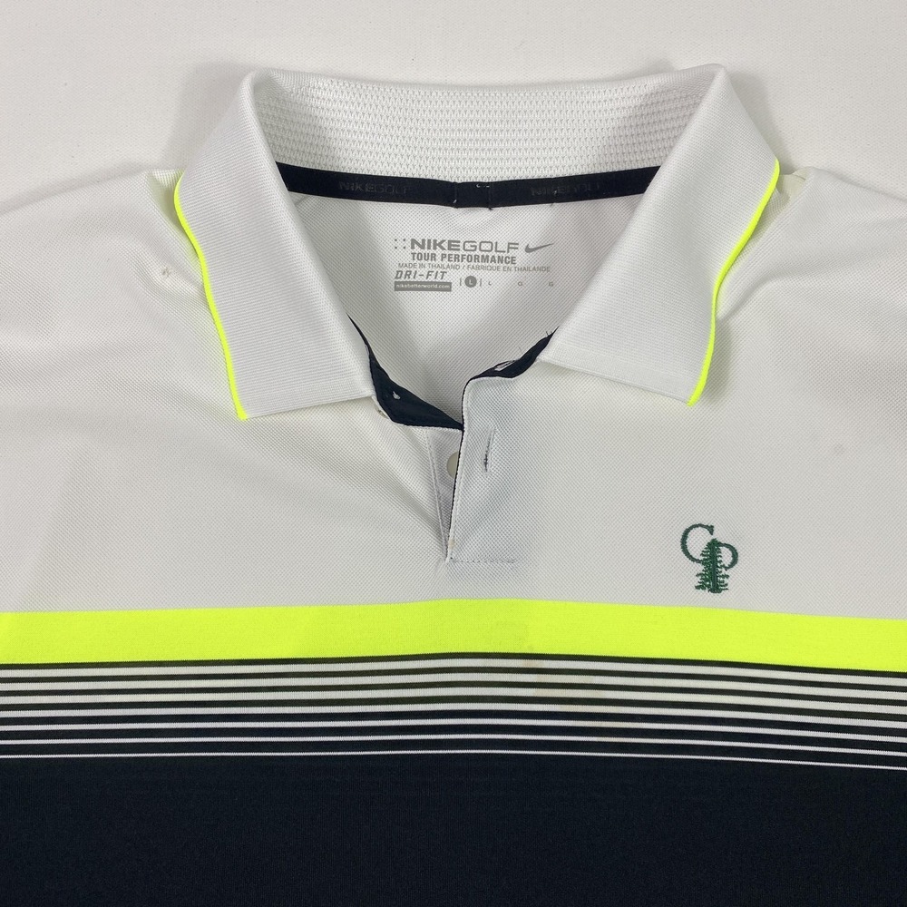 Nike Golf Polo Shirt Mens Large White Colorblock Dri-Fit Calusa Pines Golf Club